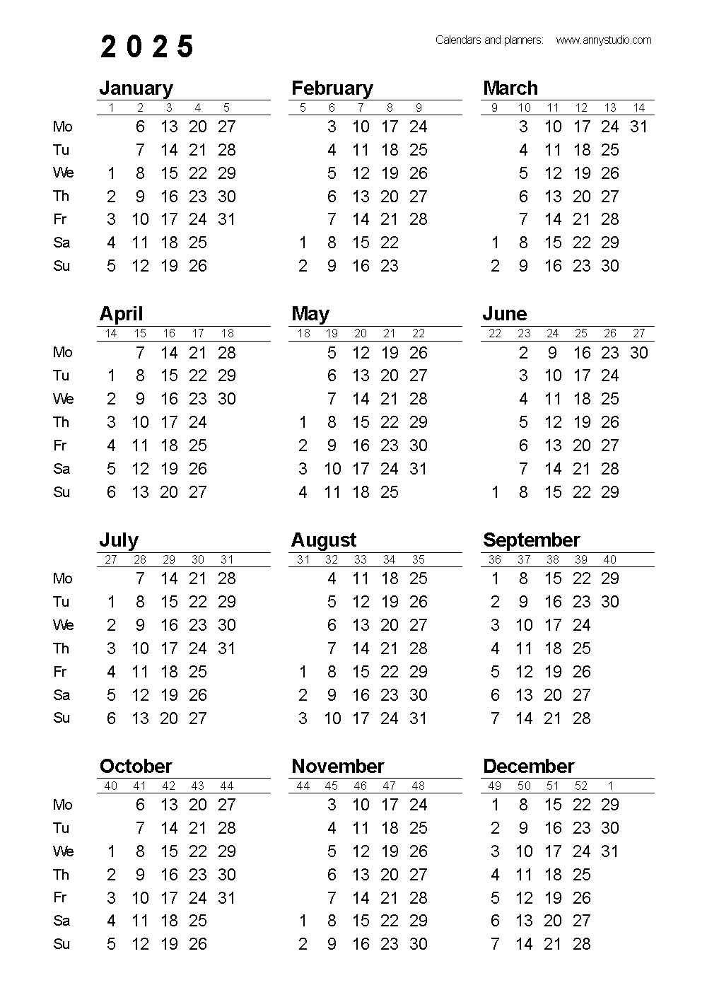 Free Printable Calendars And Planners 2025, 2026 And 2027 in 2025 Printable Calendar Portrait