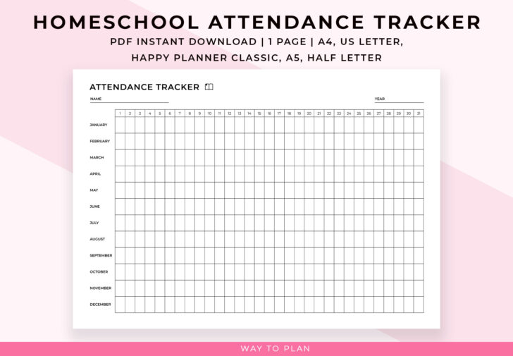 2025 Attendance Calendar Printable