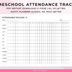 Homeschool Attendance Sheet Printable. Homeschool Attendance With 2025 Attendance Calendar Printable