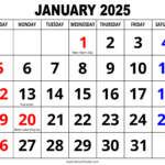 January 2025 Calendar (Free Printable) – Diy Projects, Patterns Regarding Large Printable January 2025 Calendar