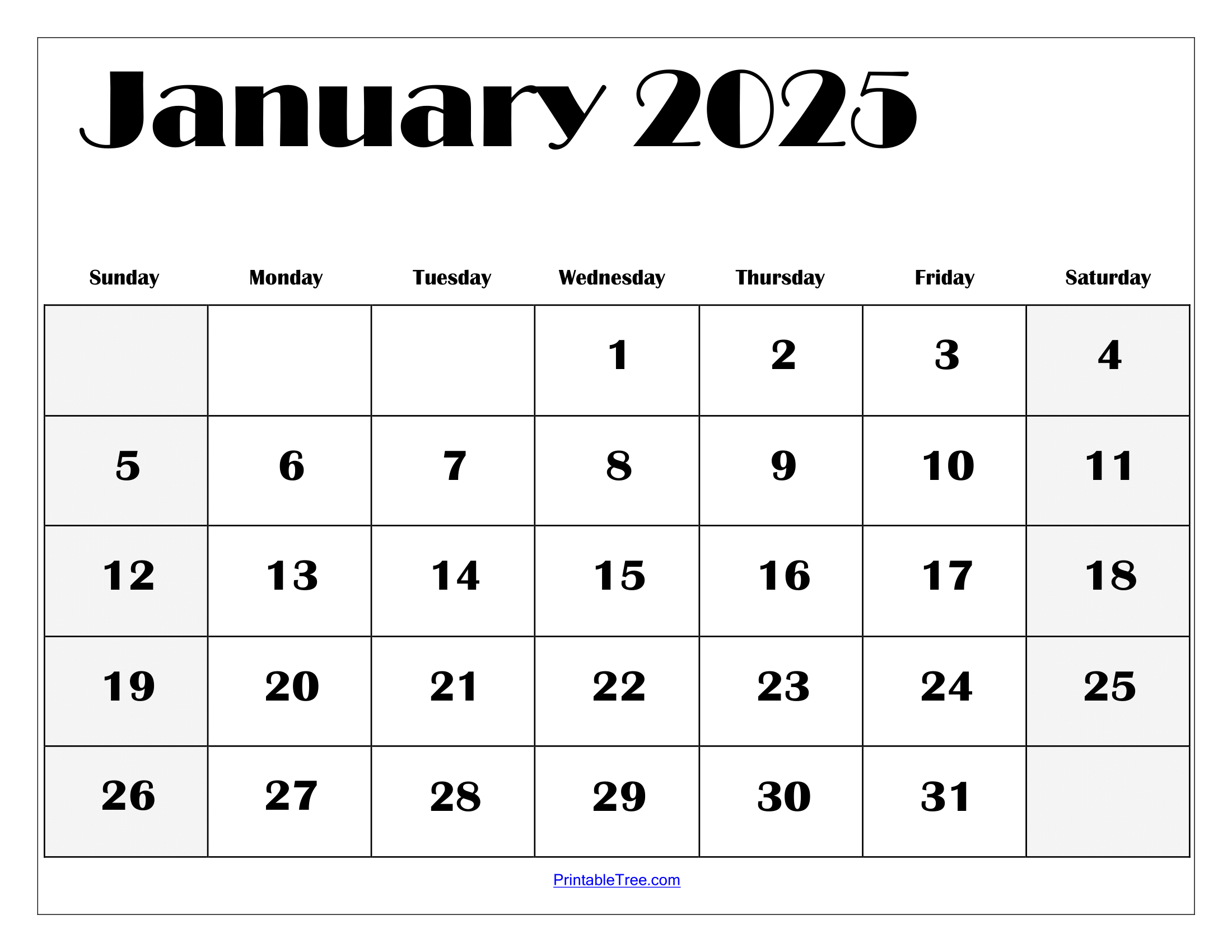 January 2025 Calendar Printable Pdf Template With Holidays in Printable Calander January 2025