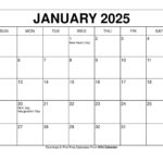 January 2025 Calendar   Printable Templates & More With Regard To Wiki Calendar 2025 With Holidays Printable Free