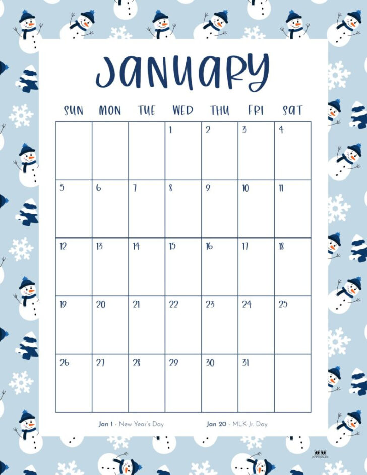 January 2025 Calendar Vertical Printable