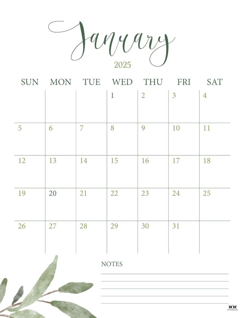 January 2025 Calendars - 107 Free Printables | Printabulls inside Free Printable January 2025