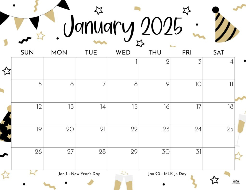 January 2025 Calendars - 107 Free Printables | Printabulls inside January 2025 Blank Calendar Printable Free