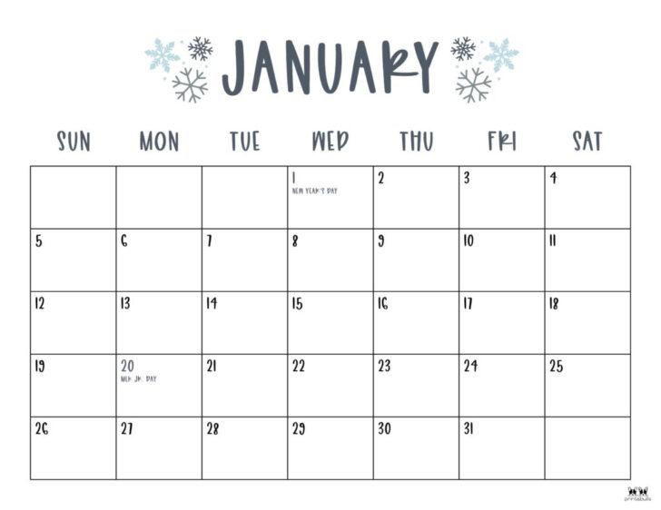 Free Printable Monthly Calendar 2025 With Holidays