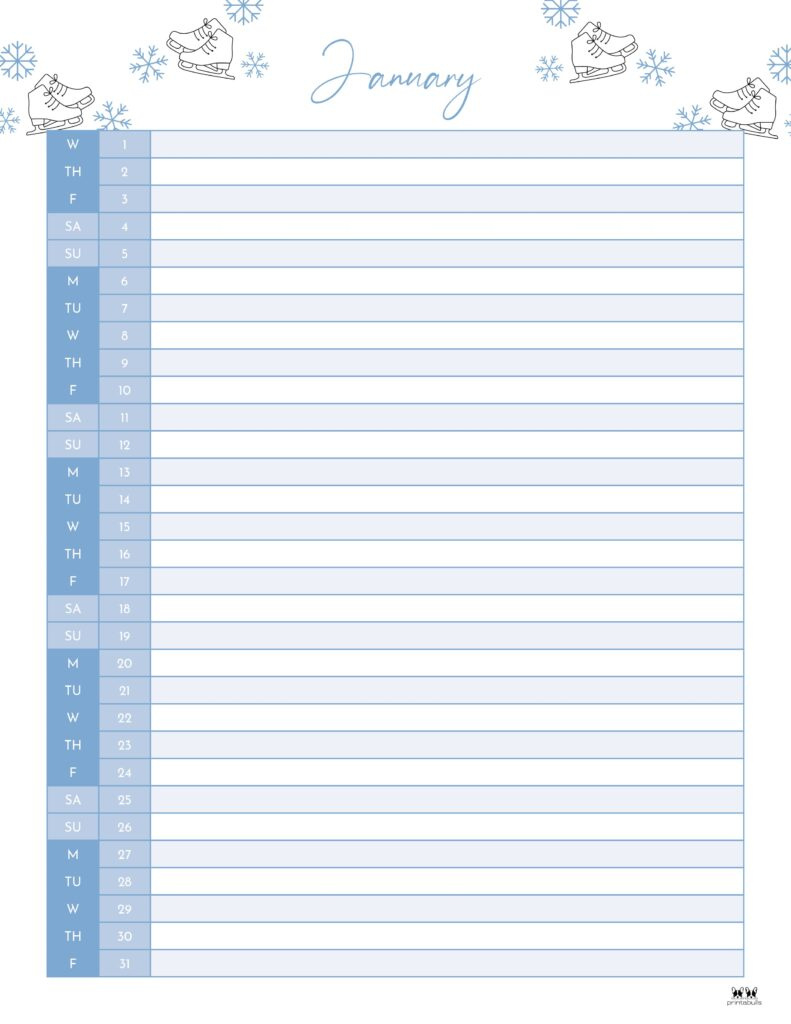 January 2025 Calendars - 107 Free Printables | Printabulls pertaining to January 2025 Daily Planner Printable