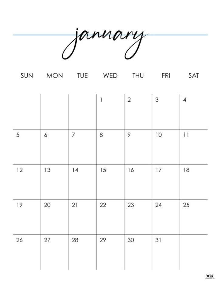 2025 Monthly Calendar Vertical Printable Free