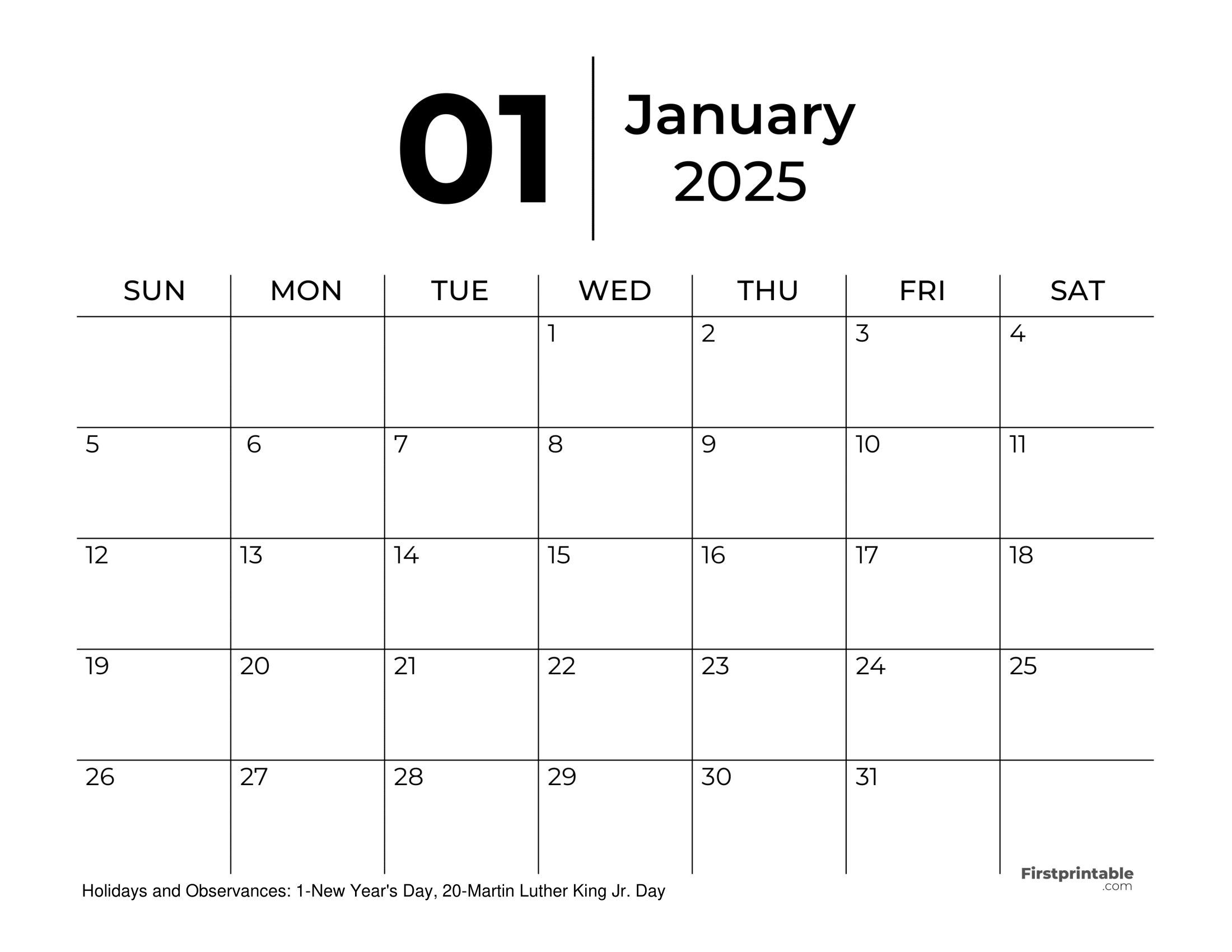 January 2025 Calendars - Free Printable &amp;amp; Fillable pertaining to January 2025 Calendar Planner Printable