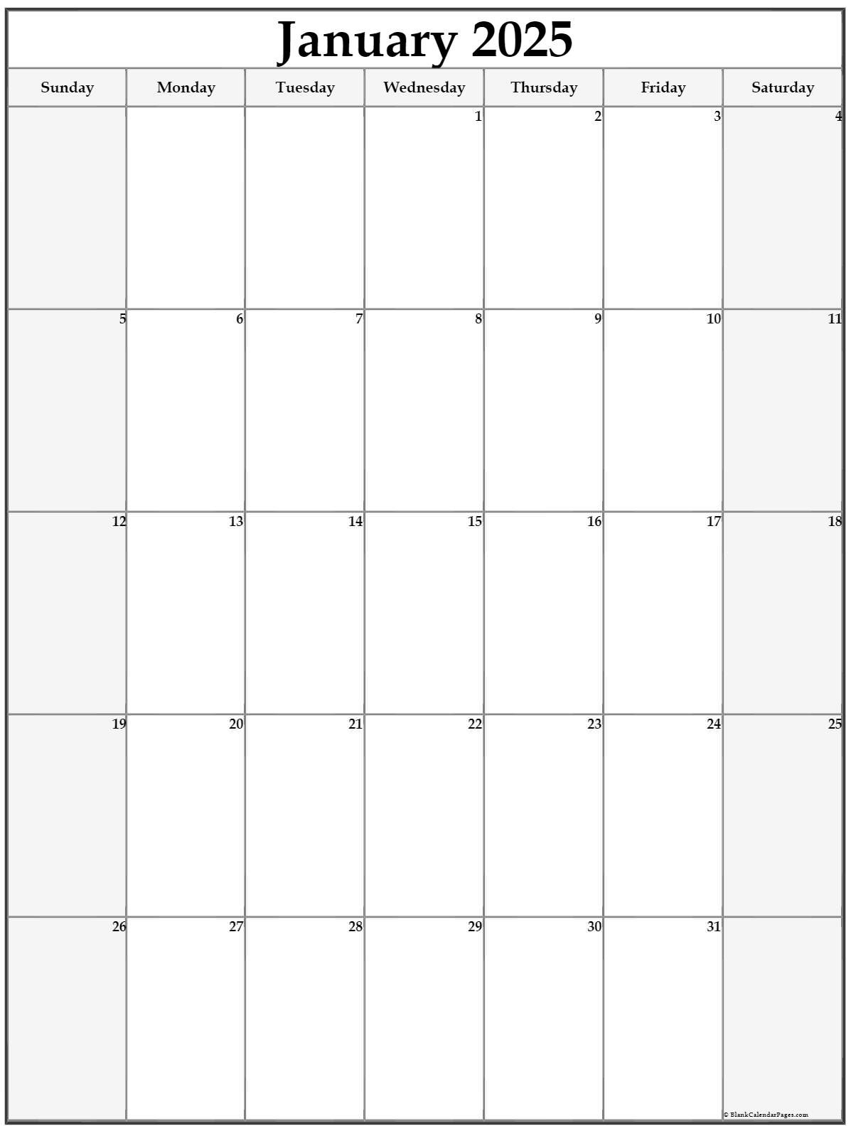 January 2025 Vertical Calendar | Portrait for Free Printable Calendar 2025 Portrait