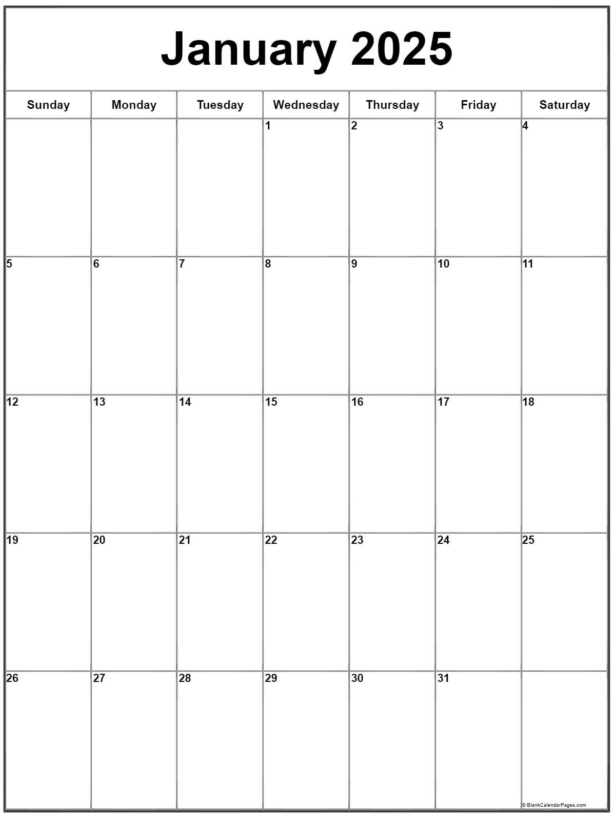 January 2025 Vertical Calendar | Portrait intended for January 2025 Calendar Printable Portrait