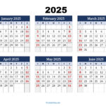 January To June 2025 Calendar Printable Pdf | Si Months Calendar In January 2025 To June 2025 Calendar Printable