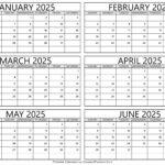 January To June 2025 Calendar Printable – Template pertaining to January To June 2025 Calendar Printable