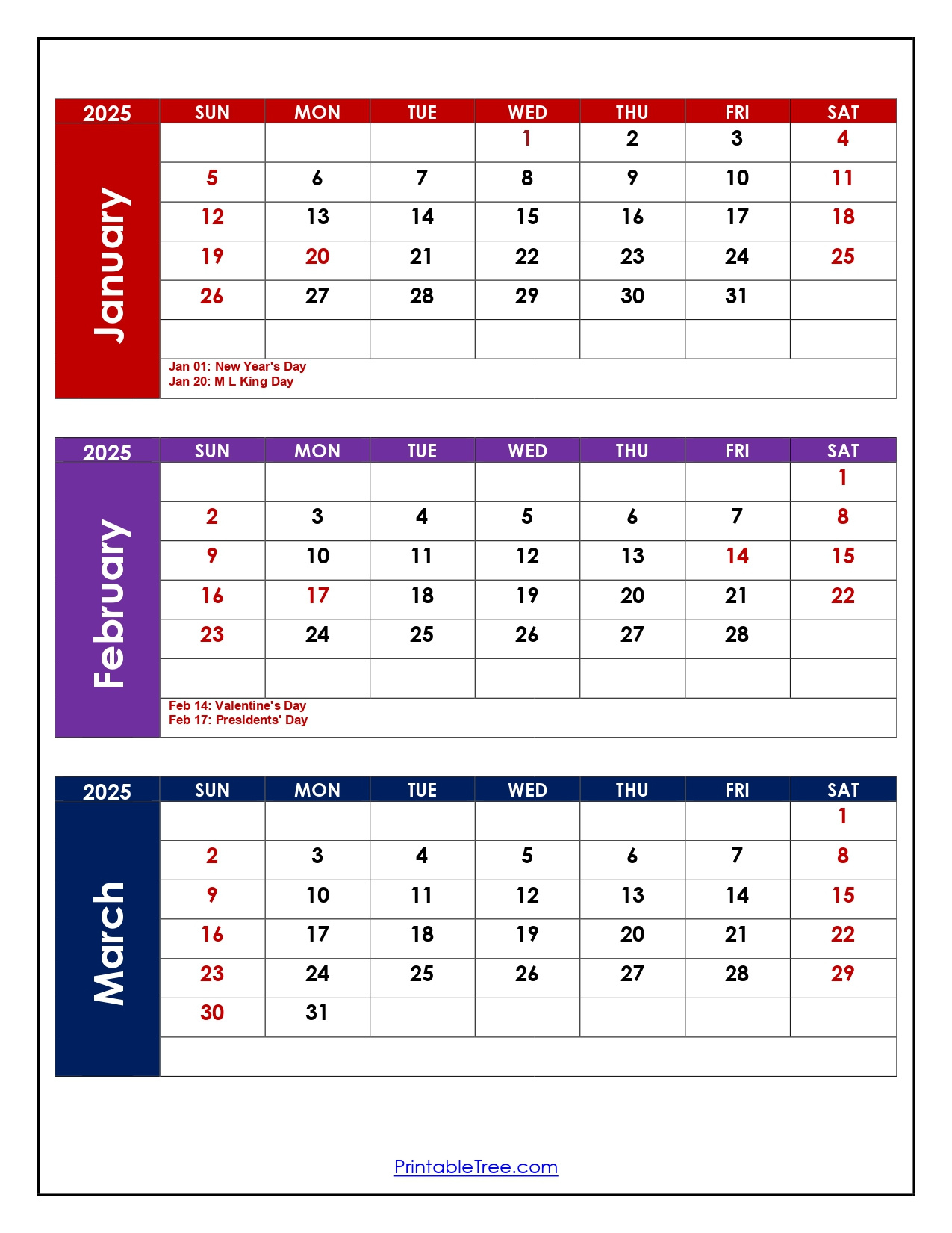 January To March 2025 Calendar | Three Months Calendar regarding January February March 2025 Calendar Printable