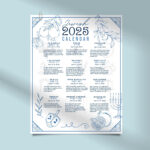 Jewish Calendar 2025 Poster Jewish Gift New Year 5785 Rosh Intended For Jewish Holidays 2025 Calendar Printable