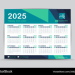 Kalender 2025 Vorlage Schreibtisch Design Vektorbild Inside Printable Desk Calendar 2025