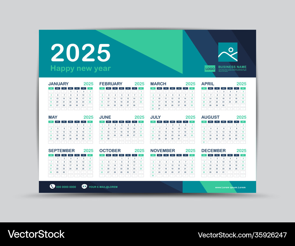 Kalender 2025 Vorlage Schreibtisch Design Vektorbild inside Printable Desk Calendar 2025