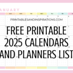 List Of Free Printable 2025 Calendars And 2025 Planners Pdf For 2025 Printable Calendar Agenda