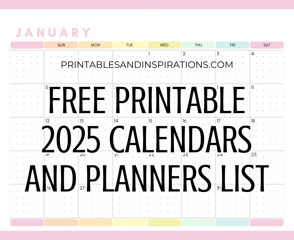 List Of Free Printable 2025 Calendars And 2025 Planners Pdf for 2025 Printable Calendar Agenda