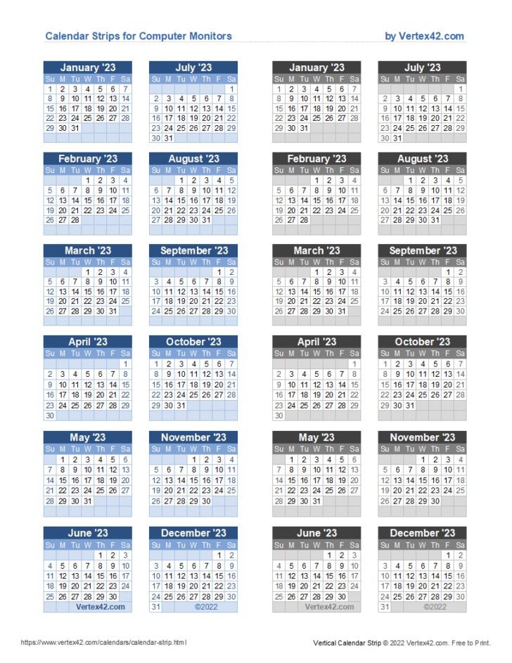 Strip Calendar 2025 Printable