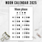 Moon Phase Calendar 2025, Lunar Calendar, A5 Planner Inserts   Etsy Within 2025 Full Moon Calendar Printable