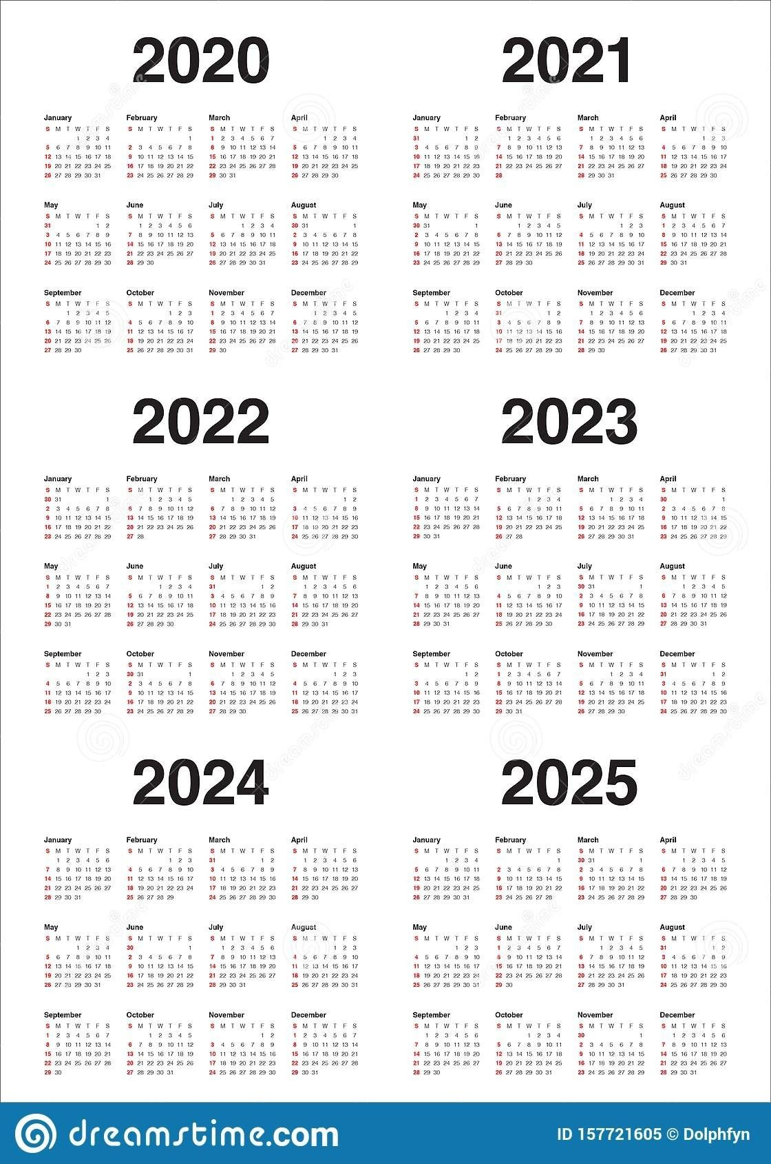 Perky Calendar 2020 To 2025 – Printable Blank Calendar Template in 5 Year Calendar 2020 To 2025 Printable