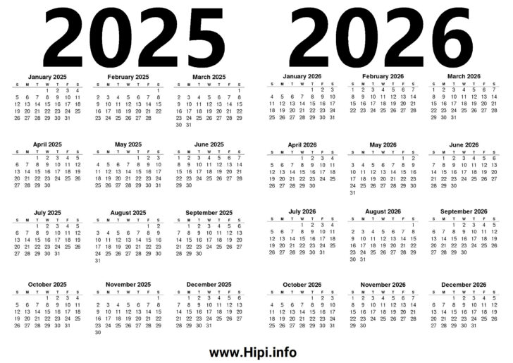 2025 And 2026 Calendar Printable Free