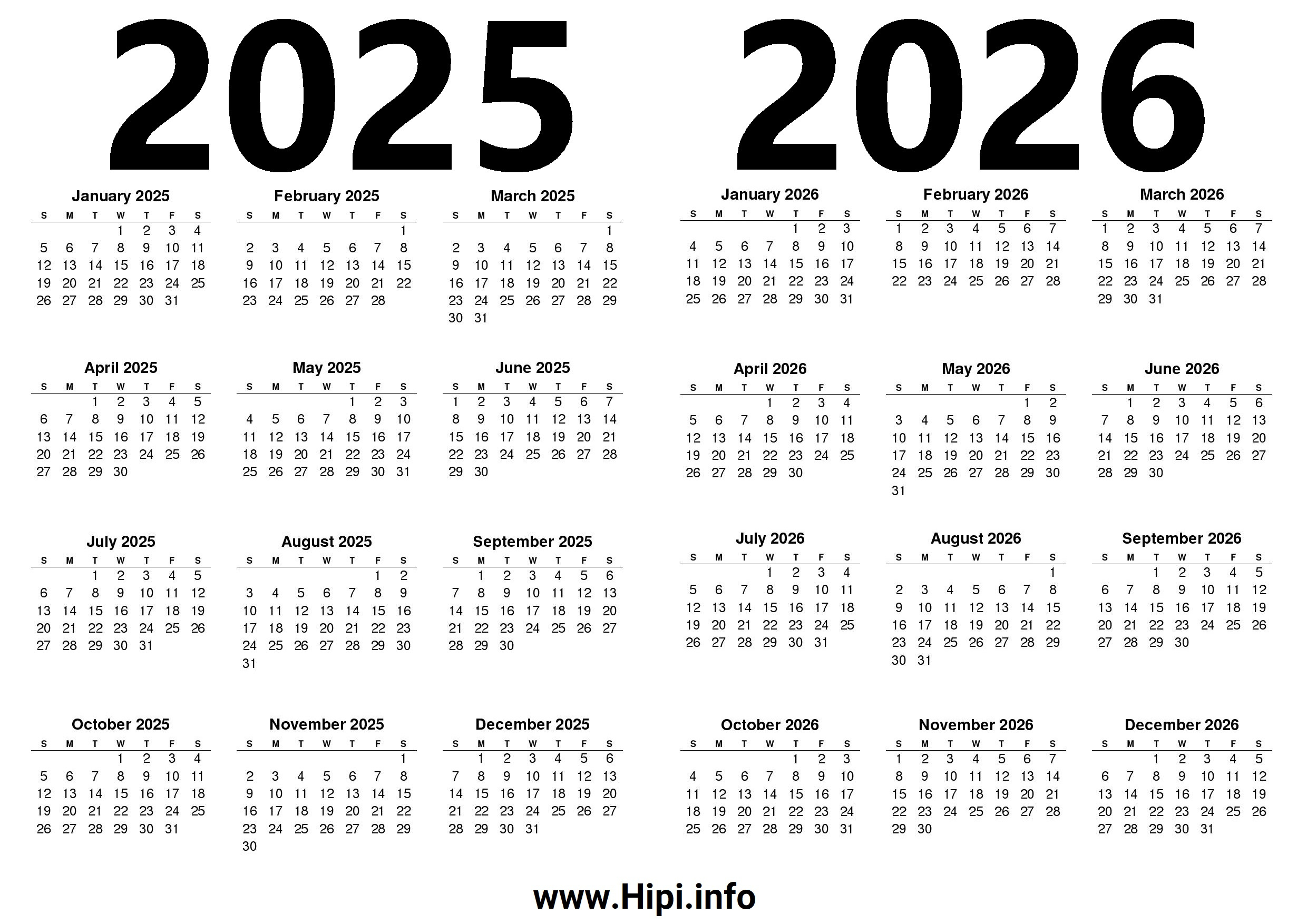 Printable 2025 And 2026 Calendar Two Years - Hipi | pertaining to 2025 And 2026 Calendar Printable Free