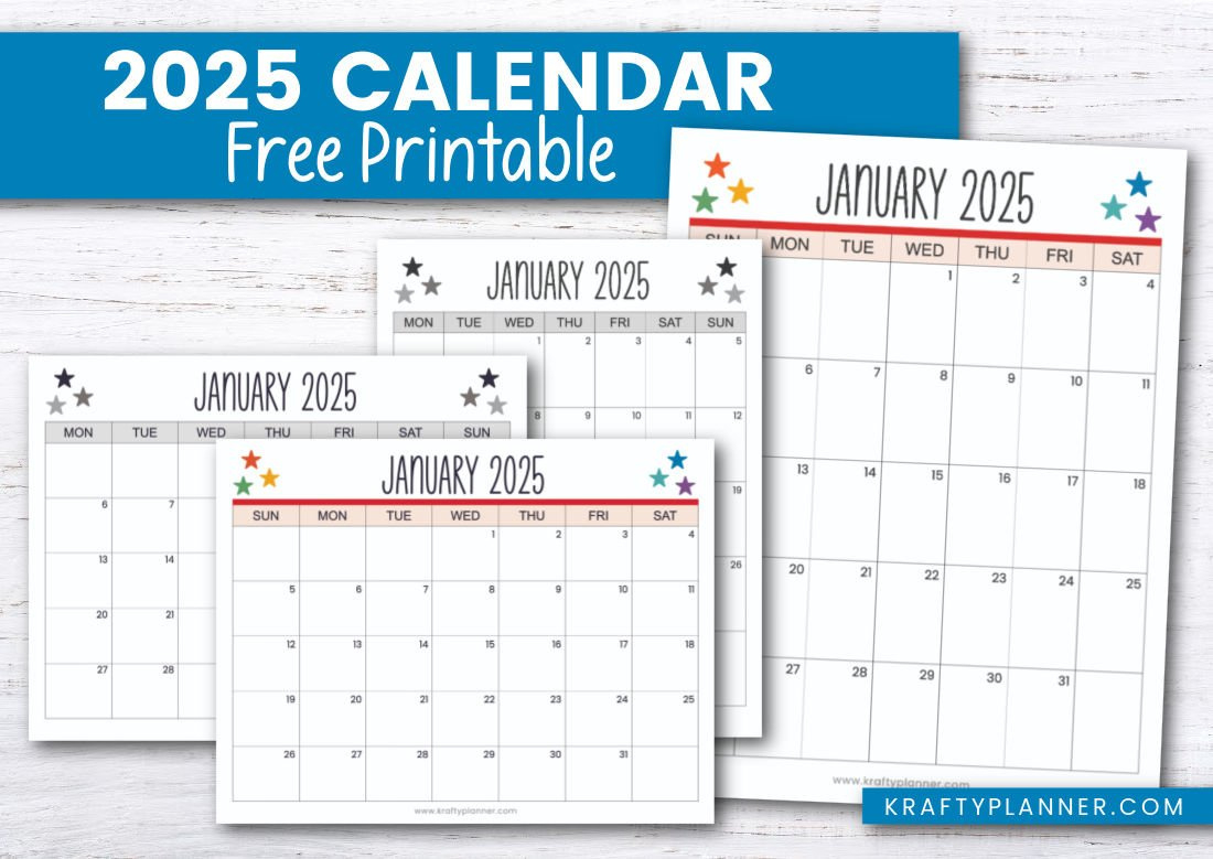 Printable 2025 Calendar To Plan Your Year — Krafty Planner in 2025 Calendar Planner Printable