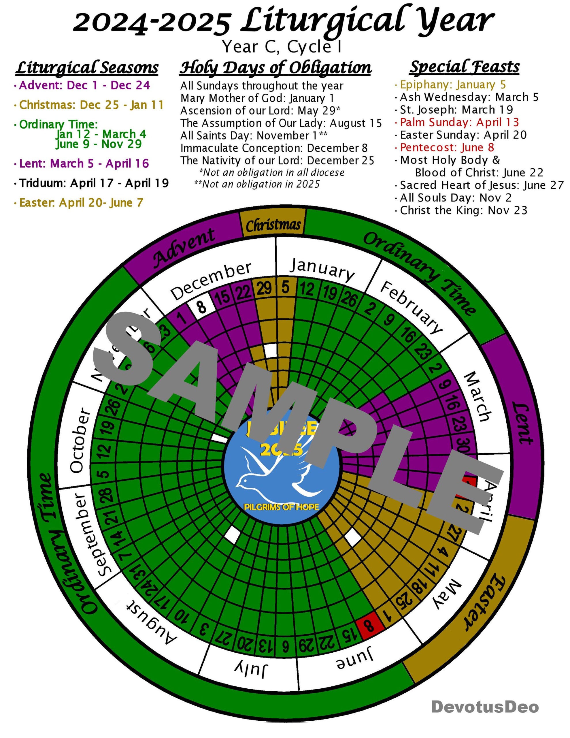 Printable 2025 Liturgical Calendar, Downloadable Catholic for 2025 Liturgical Calendar Printable