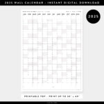 Printable 2025 Wall Calendar Digital Pdf Instant Download 2025 Throughout 2025 Wall Calendar Printable