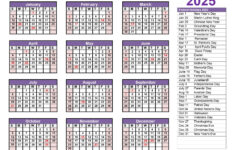 Printable Calendar 2025 One Page With Holidays (Single Page) 2025 for Printable 2025 Calendar One Page