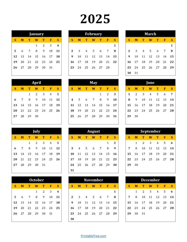 2025 Calendar Printable Portrait