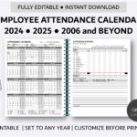 Printable Employee Attendance Calendar Custom Attendance Calendar For Employee Attendance Calendar 2025