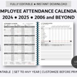 Printable Employee Attendance Calendar Custom Attendance Calendar Intended For 2025 Attendance Calendar Free Printable