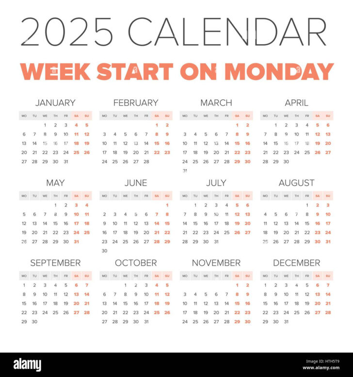 2025 Calendar Printable Monday Start