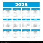 Simple Calendar 2025 Weeks Start On Monday Vector Image With 2025 Calendar Printable Monday Start