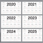 Simple Calendar Template For 2020, 2021, 2022, 2023, 2024, 2025 Regarding 5 Year Calendar 2021 To 2025 Printable