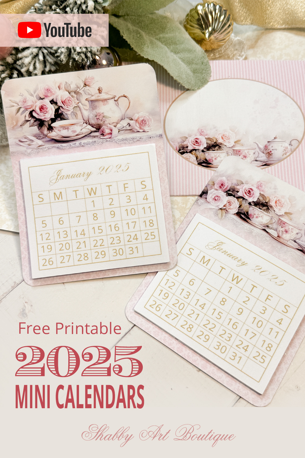 Simply Christmas: Free Printable 2025 Mini Calendars - Shabby Art pertaining to Mini Calendar 2025 Printable