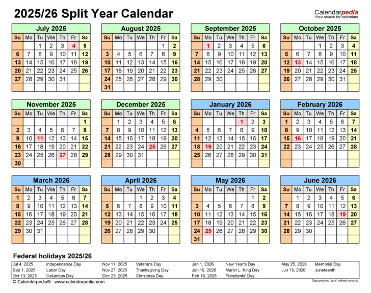 2025 And 2026 Calendar With Holidays Printable Free