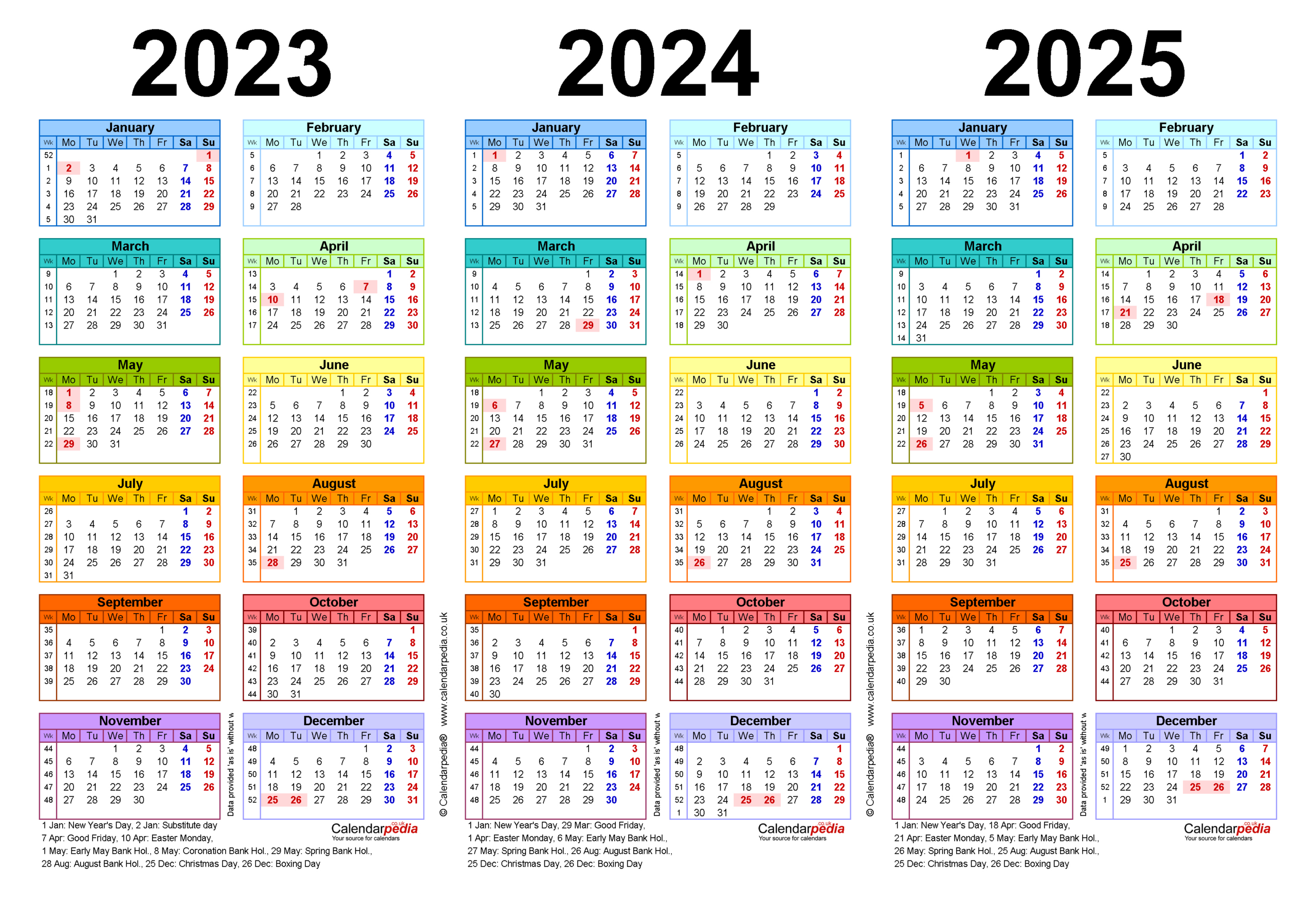 Three Year Calendars For 2023, 2024 &amp;amp; 2025 (Uk) For Pdf for Free Printable 3 Year Calendar 2023 To 2025