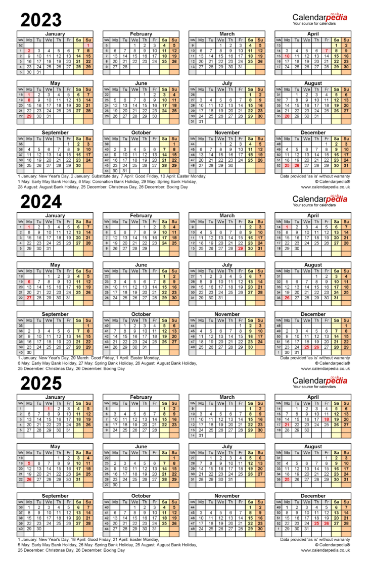 3 Year Calendar 2022 To 2025 Printable