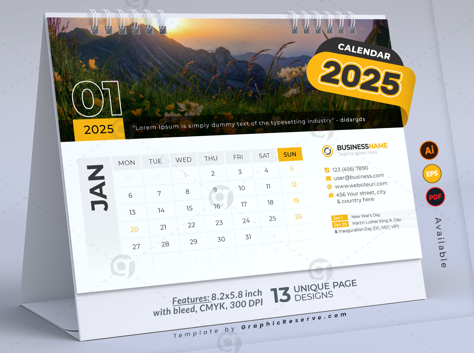 Tischkalender 2025, Vorlagendesign, Band 01 (Adobe Illustrator) – Graphic Reserve pertaining to Desk Calendar 2025 Printable