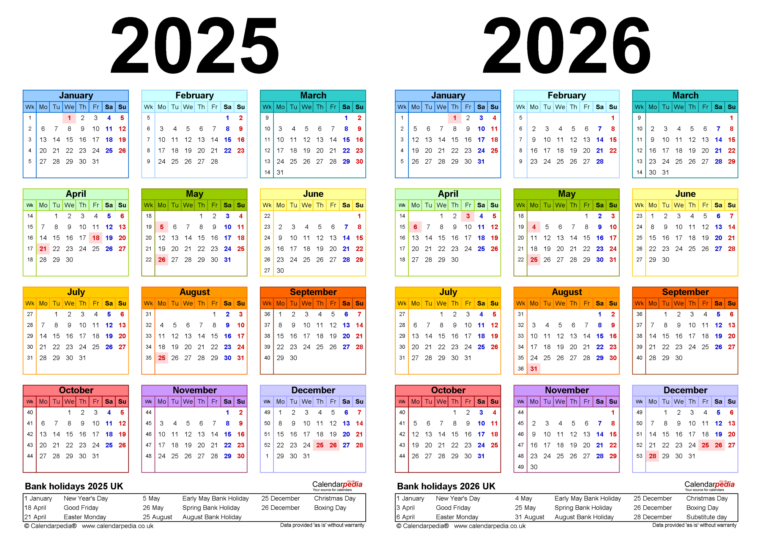 Two Year Calendars For 2025 And 2026 (Uk) For Pdf throughout Calendar 2025 2026 Printable