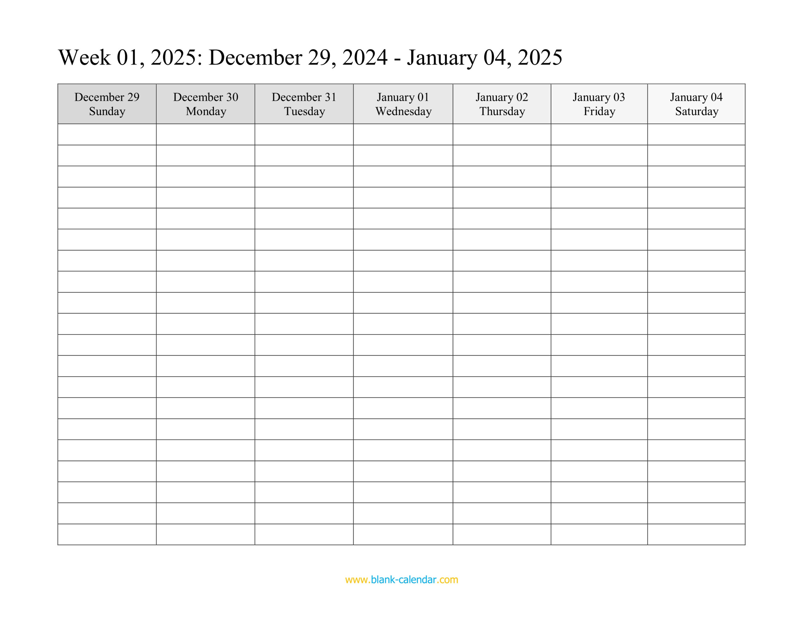 Weekly Calendar 2025 (Word, Excel, Pdf) for Printable Weekly Calendar 2025