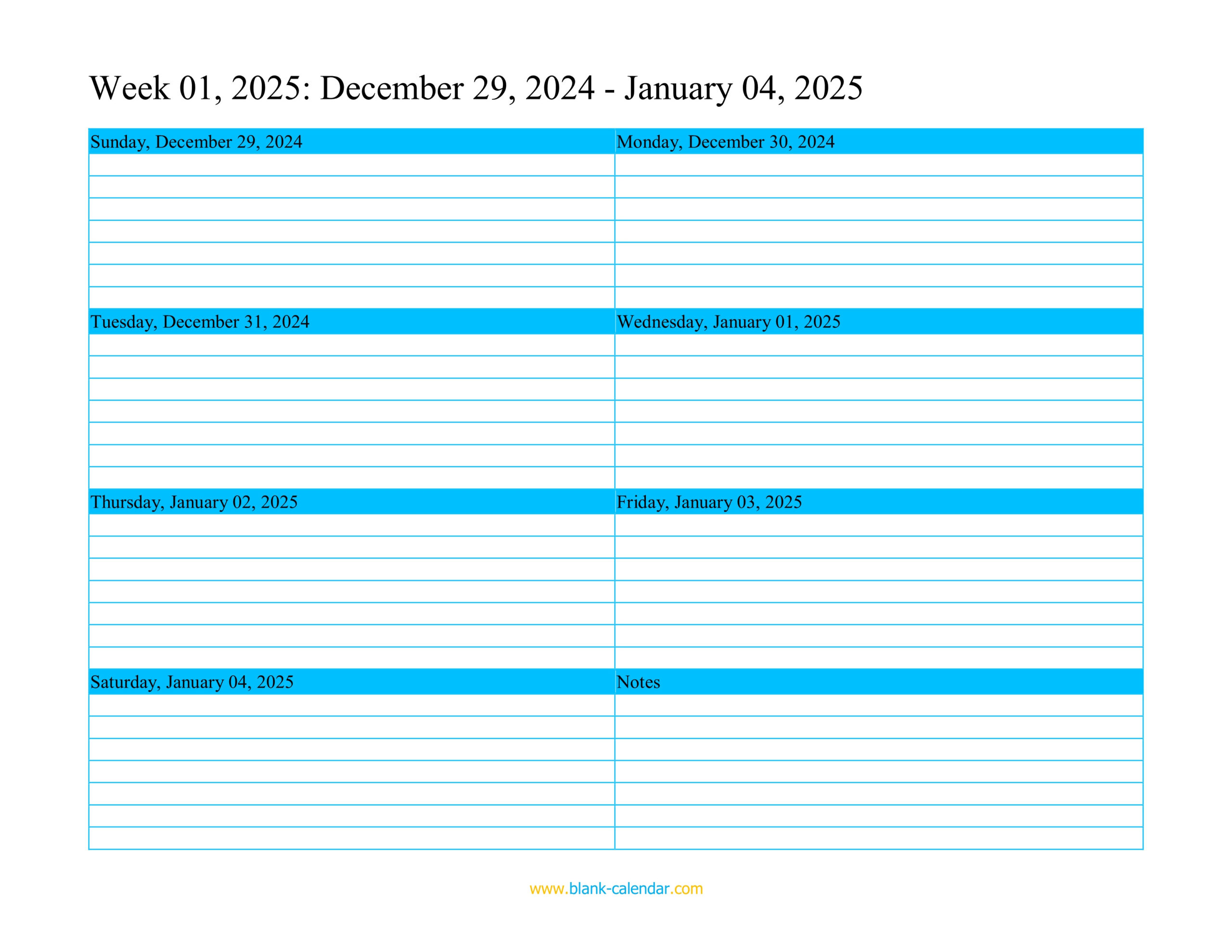 Weekly Calendar 2025 (Word, Excel, Pdf) pertaining to Printable 2025 Weekly Calendar