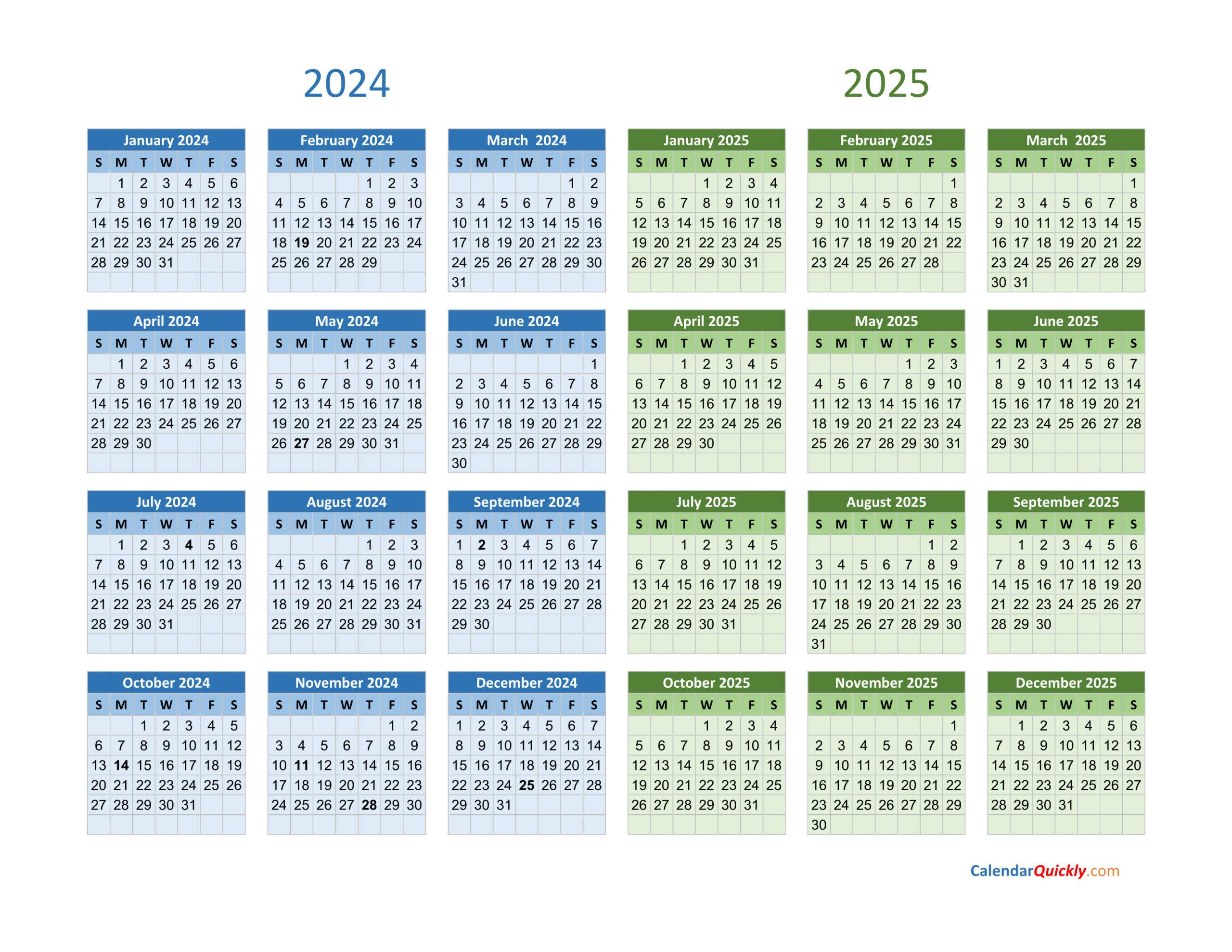 2024 And 2025 Calendar | Calendar Quickly for April 2024 To March 2025 Calendar Printable