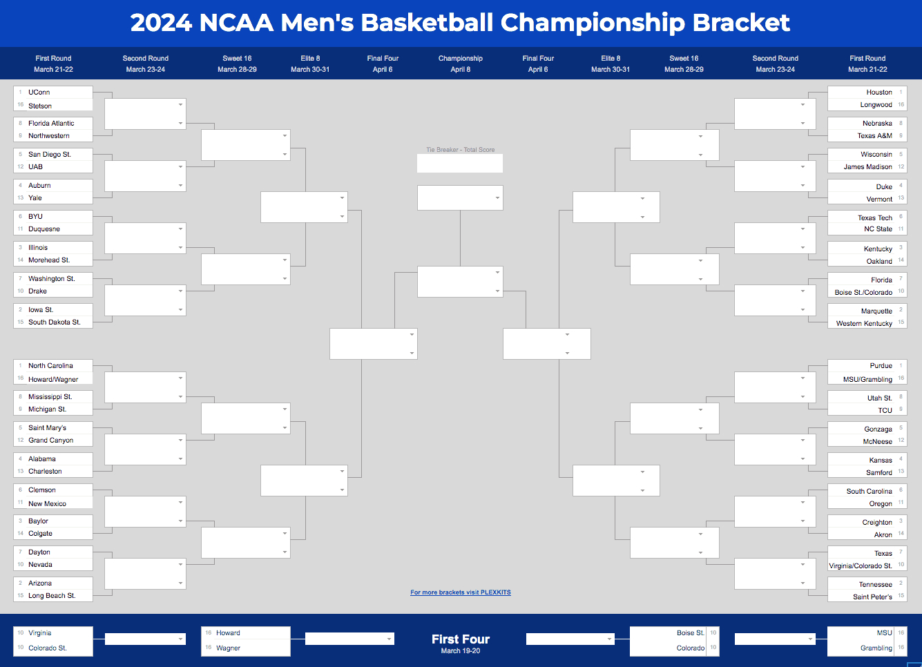 2025 March Madness Bracket (Excel &amp;amp; Google Sheets Template) throughout March Madness 2025 Calendar Printable