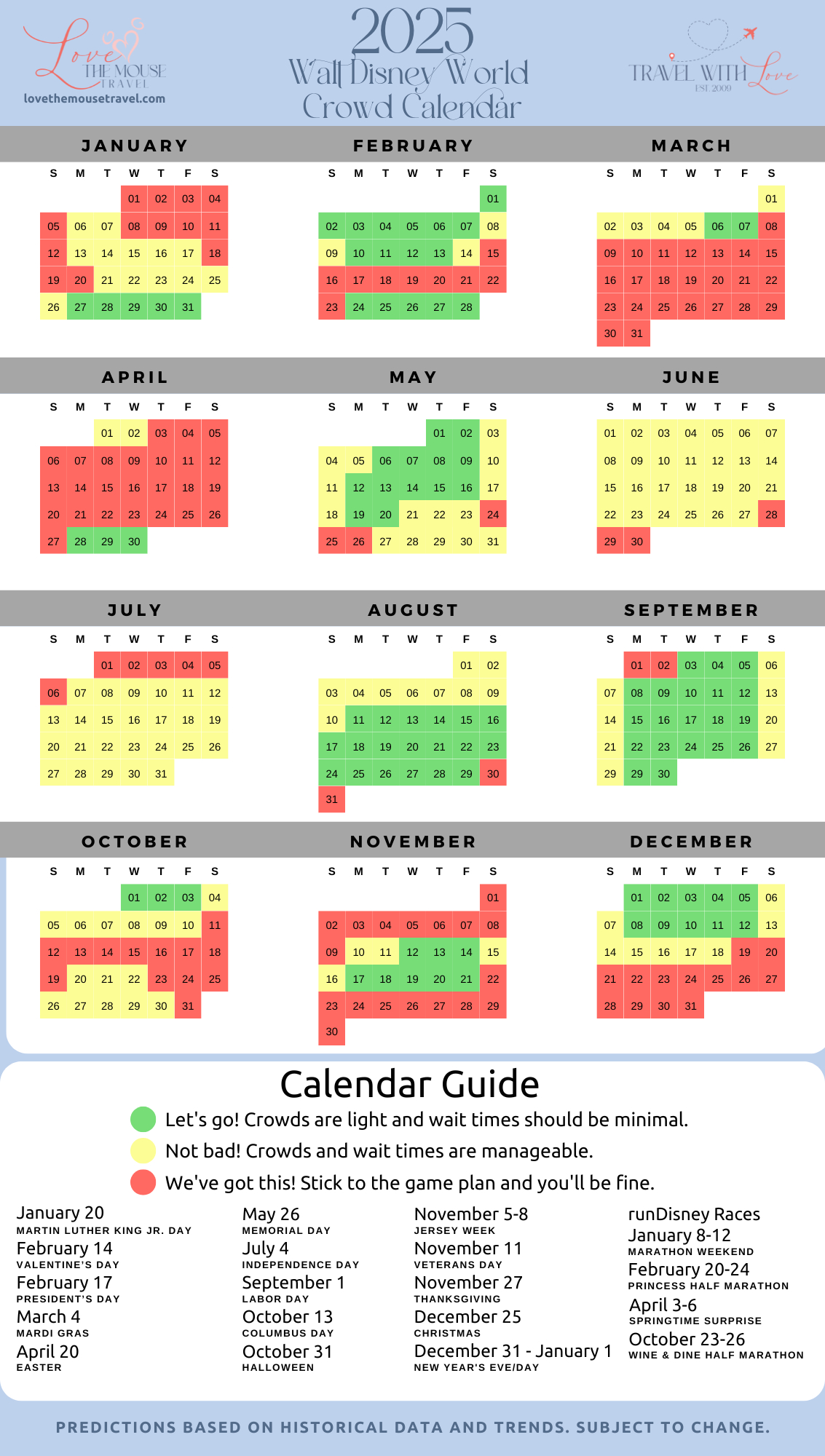 2025 Walt Disney World Crowd Calendar | Love The Mouse Travel with Disney World March 2025 Crowd Calendar