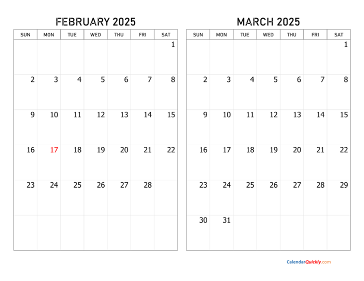 Printable February And March 2025 Calendar